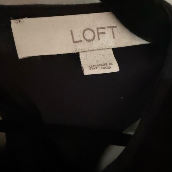 Loft | Black Lace Velvet Tie Back Top | Size XS - Picture 4 of 6